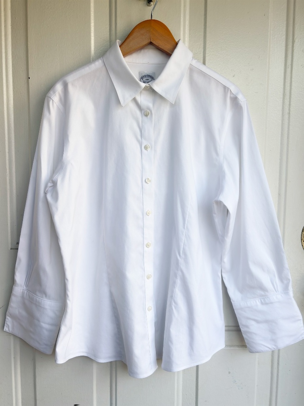 Brooks Brothers Women's 10P Petite Fitted White Non-Iron Stretch Button Shirt